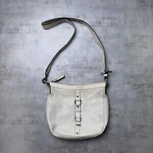 Y2K White Coach Soho Leather Buckle Shoulder Bag